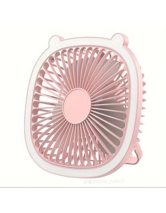 LED Işıklı Sessiz Masa ve Duvar Tipi Fan | USB Şarjlı Mini Kare Vantilatör