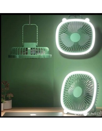 LED Işıklı Sessiz Masa ve Duvar Tipi Fan | USB Şarjlı Mini Kare Vantilatör