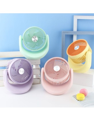 Pastel Renkli Dönebilen Başlıklı Masa Fanı – USB Şarjlı Sessiz Mini Vantilatör (360° Ayarlanabilir)