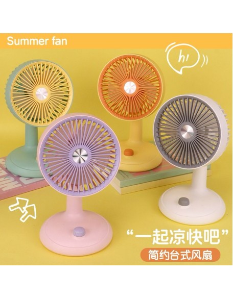 Pastel Renkli Masaüstü Mini Fan – USB Şarjlı Sessiz Vantilatör, 360° Ayarlı Başlık