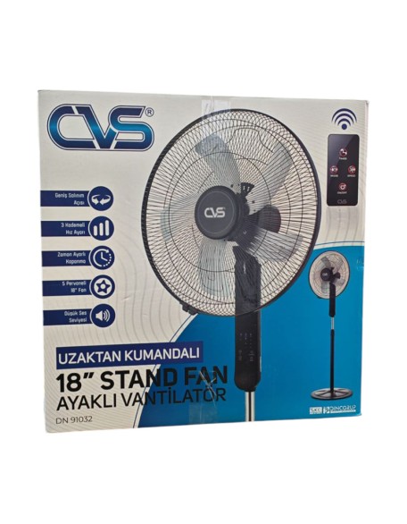 CVS DN-91032 Uzaktan Kumandalı 18” Ayaklı Vantilatör – Sessiz, 3 Kademeli, Zaman Ayarlı Fan