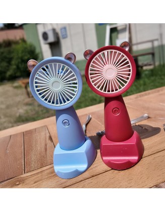 Ayı Kulaklı Şarjlı El Vantilatörü – Tek Kademeli Mini Masaüstü Fan