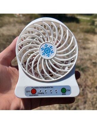 Şarjlı Mini Masaüstü Vantilatör – 3 Kademeli Hız Ayarı, Taşınabilir Fan (Beyaz)